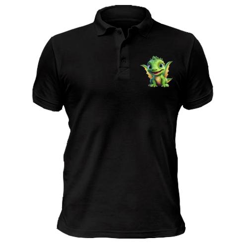 Чоловіча футболка-поло з маленьким зеленим дракончиком