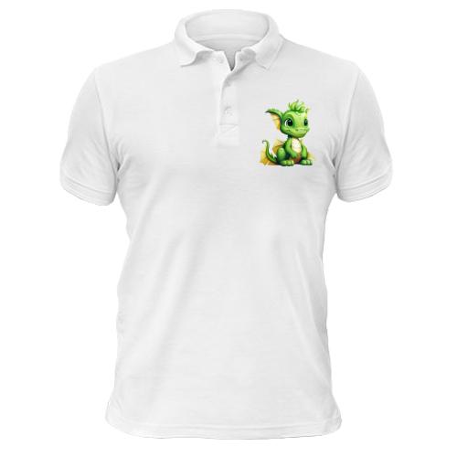 Чоловіча футболка-поло з маленьким зеленим дракончиком (2)