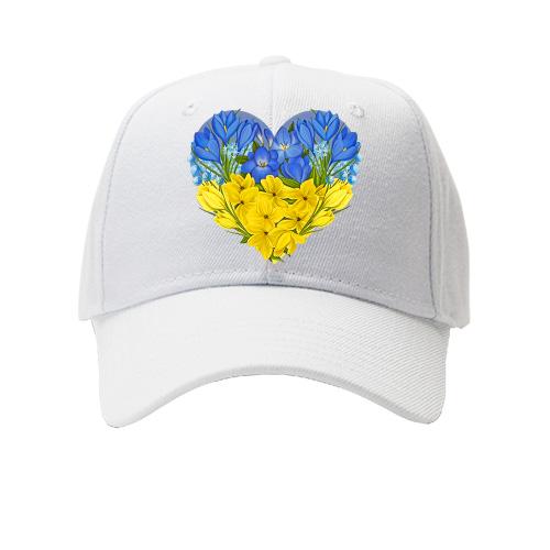 Кепка Сердце из желто-голубых цветов