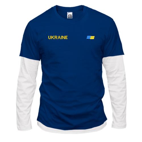 Комбинированный лонгслив Ukraine с мини флагом на груди