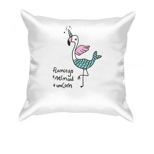 Подушка Flamingo + Mermaid + Unicorn
