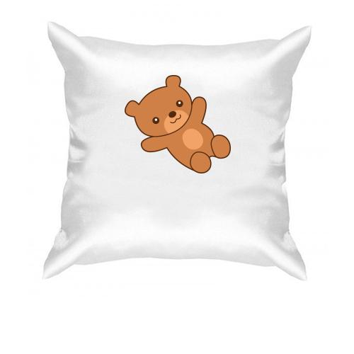 Подушка с  лежащим плюшевым медведем