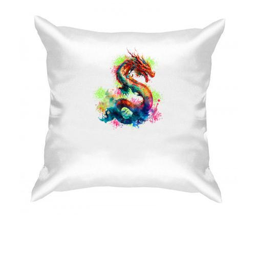 Подушка с разноцветным драконом