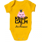 Детское боди с собачкой Шпиц "keep calm & be princess"