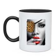 Чашка Девушка с повязкой леопарда