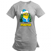 Подовжена футболка з новорічним міньйон "Мама"