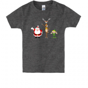 Детская футболка с оленем, Сантой и гномом