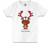 Детская футболка с оленем Merry Christmas