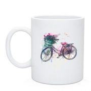 Чашка з велосипедом і квітами