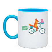 Чашка с животными на велосипеде