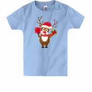 Детская футболка с оленем и подарками