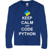 Детская футболка с длинным рукавом Keep calm and code python
