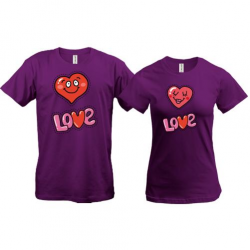 Парные футболки с влюбленными сердечками (Love)
