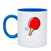 Чашка с ракеткой для настольного тенниса и мячом