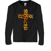 Детская футболка с длинным рукавом с леопардовым крестом