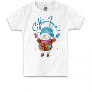 Детская футболка со снеговиком и надписью " С Новым Годом"