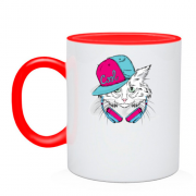 Чашка с котом в наушниках (cool)