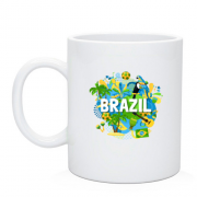 Чашка с бразильским колоритом и надписью "brazil"