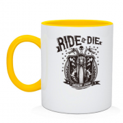 Чашка с мотоциклом "ride or die"