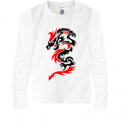 Детская футболка с длинным рукавом Красно-черный дракон
