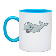 Чашка с довольным дельфином