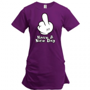 Подовжена футболка з написом "Have a nice day"