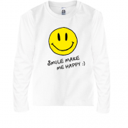 Детская футболка с длинным рукавом Smile Make me happy