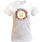 Футболка с венком и гербом Украины