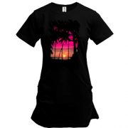 Подовжена футболка з пальмовим заходом