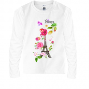 Детская футболка с длинным рукавом с Эйфелевой башней и цветами 