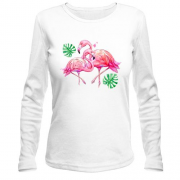 Лонгслив с розовыми фламинго