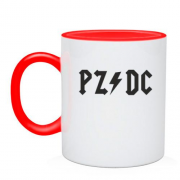 Чашка з надписом "PZ DC" (AC DC)