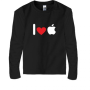Детская футболка с длинным рукавом I love apple