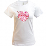 Женская футболка с сердцем из цветов (3)