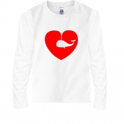 Детская футболка с длинным рукавом Кит-сердце