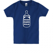 Детская футболка с надписью Need more milk