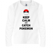 Детская футболка с длинным рукавом Keep calm and catch pokemon