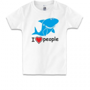 Детская футболка с акулой "Я люблю людей"