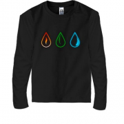 Детская футболка с длинным рукавом 3 стихии (земля, огонь и вода
