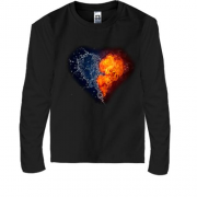Детская футболка с длинным рукавом с сердцем из огня и воды