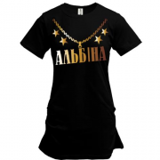 Подовжена футболка з золотим ланцюгом і ім'ям Альбіна