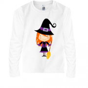 Детская футболка с длинным рукавом на Хэллоуин с милой ведьмочко