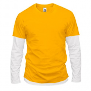 Чоловіча жовта комбінована футболка з довгими рукавами "ALLAZY"