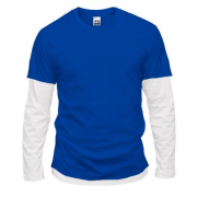 Мужская синяя комбинированная футболка с длинными рукавами "ALLAZY"