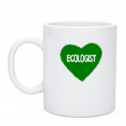 Чашка для эколога с зеленым сердцем