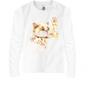 Детская футболка с длинным рукавом с акварельным котенком