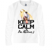 Детская футболка с длинным рукавом с лошадью Keep calm and be po