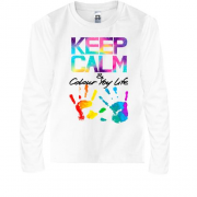 Детская футболка с длинным рукавом Keep calm and colour  your li