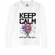 Детская футболка с длинным рукавом с бегемотом Keep calm & dont 