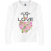 Детская футболка с длинным рукавом с сердцем из роз "love"
